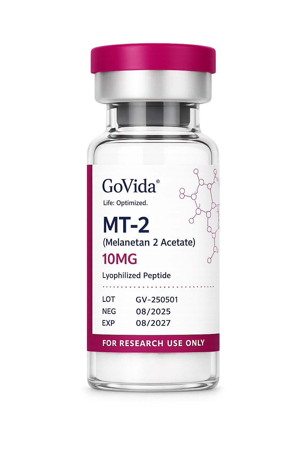 GoVida Labs MT-2 / Melanotan 2 Acetate 10MG research label